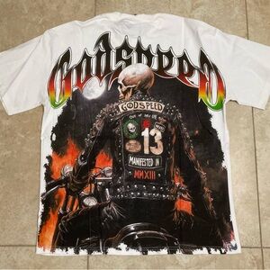 Godspeed White Graphic Biker T-Shirt